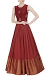 Buy_Label Anushree_Red Woven Anarkali Gown  _at_Aza_Fashions