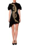 Buy_Nitin Bal Chauhan Fusion_Black Asymmetric Embroidered Dress _at_Aza_Fashions