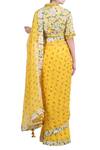 Shop_Nikasha_Yellow Chiffon V Neck Printed Saree With Blouse _at_Aza_Fashions