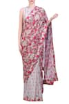 Buy_Nikasha_Pink Floral Print Georgette Saree_at_Aza_Fashions
