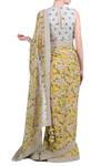 Shop_Nikasha_Yellow Chiffon Printed Saree With Blouse_at_Aza_Fashions