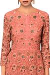 Garo_Peach Butterfly Net Machine And Hand Embroidered Gown _Online_at_Aza_Fashions