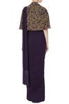 Shop_Pooja Rajpal Jaggi_Purple Mesh Concept Saree Attached Drape And Blouse Cape _at_Aza_Fashions