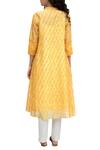 Shop_Krishna Mehta_Saffron Yellow Chanderi Tie-dye Kurta_at_Aza_Fashions