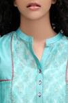 Buy_Krishna Mehta_Blue Turquoise Block Printed A-line Kurta_Online_at_Aza_Fashions