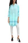 Buy_Krishna Mehta_Blue Turquoise Block Printed Signature Hand Brushed Tunic_at_Aza_Fashions