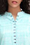 Buy_Krishna Mehta_Blue Turquoise Block Printed Signature Hand Brushed Tunic_Online_at_Aza_Fashions