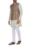 Buy_Philocaly_Multi Color Raw Silk Multicolored Nehru Jacket With Kurta And Pants_at_Aza_Fashions