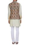 Shop_Philocaly_Multi Color Raw Silk Multicolored Nehru Jacket With Kurta And Pants_at_Aza_Fashions