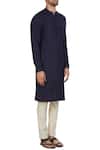 Philocaly Blue Cotton Silk Classic Kurta And Pants Online at Aza Fashions Philocaly_Blue Cotton Silk Classic Kurta And Pants_Online_at_Aza_Fashions
