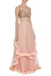 Diyarajvvir_Peach Shantoon Blouse And Layered Lehenga_Online_at_Aza_Fashions