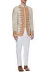 Barkha 'N' Sonzal_Beige And Ivory Kashmiri Embroidered Jacket  _Online_at_Aza_Fashions