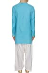 Shop_Barkha 'N' Sonzal_Blue Handcrafted Kurta With White Patiala Pants  _at_Aza_Fashions