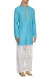 Barkha 'N' Sonzal_Blue Handcrafted Kurta With White Patiala Pants  _Online_at_Aza_Fashions