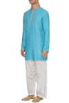 Buy_Barkha 'N' Sonzal_Blue Handcrafted Kurta With White Patiala Pants  _Online_at_Aza_Fashions