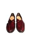 Shop_Artimen_Maroon Plain Cherry Leather Handcrafted Peshawar Shoes _at_Aza_Fashions