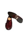 Artimen_Maroon Plain Cherry Leather Handcrafted Peshawar Shoes _Online_at_Aza_Fashions