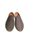 Shop_Artimen_Grey Fabric Based Textured Handcrafted Loafers_at_Aza_Fashions