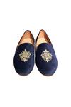 Shop_Artimen_Blue Embroidered Velvet Loafers _at_Aza_Fashions