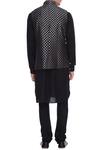 Shop_Arjan Dugal_Black Chanderi Banarasi Silk Bundi And Kurta Set_at_Aza_Fashions
