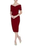 Buy_Gauri & Nainika_Maroon Off Shoulder Dress  _at_Aza_Fashions