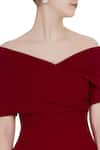 Gauri & Nainika_Maroon Off Shoulder Dress  _at_Aza_Fashions