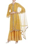 Buy_Ushma Vaidya_Yellow Kurta And Pant Georgette Dupatta Hand Embroidered Sharara Set  _at_Aza_Fashions