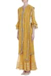 Buy_Ushma Vaidya_Yellow Kurta And Pant Georgette Dupatta Hand Embroidered Sharara Set  _Online_at_Aza_Fashions