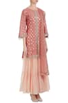 Ushma Vaidya_Pink Kurta Chanderi Silk Pant Georgette Embroidered Sharara Set _Online_at_Aza_Fashions
