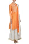 Ushma Vaidya_Orange Kurta Dupion Silk Pant Cotton Dupatta Net Band Collar Set _Online_at_Aza_Fashions