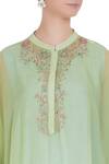 Swapan & Seema_Green Chiffon Embroidered Sequin Mandarin Collar And Blue Hand Kaftan-kurta_at_Aza_Fashions