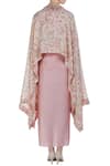 Shop Petticoat Lane By Divya Pink Chanderi Silk Cape Round Embellished And Draped Skirt Set at Aza Fashions Shop_Petticoat Lane By Divya_Pink Chanderi Silk Cape Round Embellished And Draped Skirt Set _at_Aza_Fashions