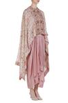Petticoat Lane By Divya Pink Chanderi Silk Cape Round Embellished And Draped Skirt Set Online at Aza Fashions Petticoat Lane By Divya_Pink Chanderi Silk Cape Round Embellished And Draped Skirt Set _Online_at_Aza_Fashions