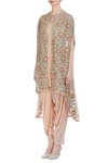 Buy_Petticoat Lane by Divya_Peach Chiffon Silk Jacket Open Embroidered And Kurta Set_Online_at_Aza_Fashions