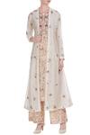 Buy_Petticoat Lane By Divya_Beige Chiffon Silk Printed And Embroidered Floral & With Inner Kurta & Pants _at_Aza_Fashions