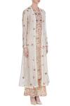 Petticoat Lane By Divya_Beige Chiffon Silk Printed And Embroidered Floral & With Inner Kurta & Pants _Online_at_Aza_Fashions