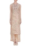 Shop_Petticoat Lane By Divya_Beige Chiffon Silk Printed And Embroidered Floral & With Inner Kurta & Pants _Online_at_Aza_Fashions