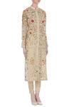 Petticoat Lane By Divya_Beige Chiffon Silk Embroidered Thread Floral Jacket-style Kurta With Leggings _Online_at_Aza_Fashions