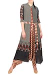 Buy_Soup By Sougat Paul_Beige Crepe Silk Round Printed Jumpsuit With Cape _at_Aza_Fashions