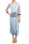 Soup By Sougat Paul Blue Crepe Silk Chevron, Geometric Motifs Printed Peplum Top And Dhoti Jumpsuit Online at Aza Fashions Soup By Sougat Paul_Blue Crepe Silk Chevron, Geometric Motifs Printed Peplum Top And Dhoti Jumpsuit _Online_at_Aza_Fashions