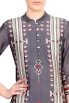 Buy_Soup by Sougat Paul_Grey Mandarin Collar Printed Chanderi Kurta With Palazzos  _Online_at_Aza_Fashions