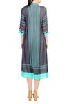 Shop_Soup By Sougat Paul_Blue Crepe Silk Geometric Motifs Round Neck Printed Midi Dress _at_Aza_Fashions