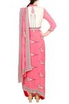 Shop_Soup by Sougat Paul_Pink Crepe Silk Printed Abstract Mandarin Collar Pre-draped Saree  _at_Aza_Fashions