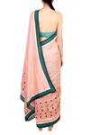 Shop_Soup By Sougat Paul_Blue Tussar Silk Striped, Checks And Pink Printed Saree _at_Aza_Fashions