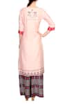 Shop Soup By Sougat Paul Pink Boat Neck Printed Chanderi Kurta With Palazzos at Aza Fashions Shop_Soup By Sougat Paul_Pink Boat Neck Printed Chanderi Kurta With Palazzos _at_Aza_Fashions