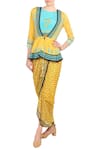 Buy_Soup by Sougat Paul_Yellow Crepe Silk Printed Geometric Round Neck Jumpsuit With Jacket  _at_Aza_Fashions