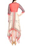 Shop_Soup by Sougat Paul_Beige Tussar Spread Collar Printed Dress  _at_Aza_Fashions