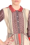 Buy_Soup by Sougat Paul_Beige Tussar Spread Collar Printed Dress  _Online_at_Aza_Fashions