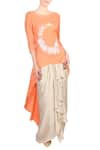 Buy_Soup by Sougat Paul_Orange Silk Blend Embroidered Asymmetrical Kurta And Draped Skirt Set  _at_Aza_Fashions