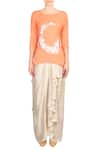 Soup by Sougat Paul_Orange Silk Blend Embroidered Asymmetrical Kurta And Draped Skirt Set  _Online_at_Aza_Fashions